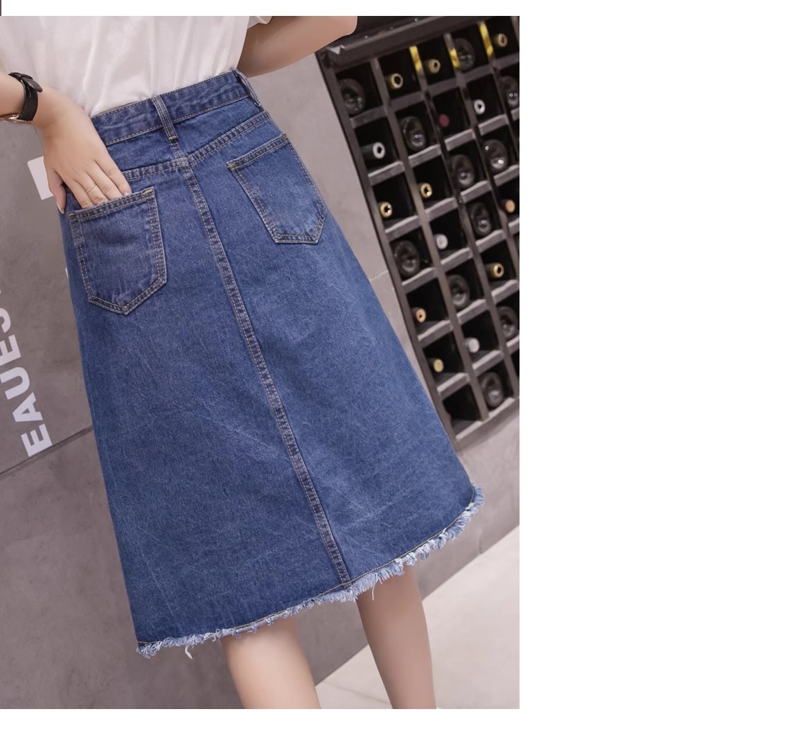 Chân váy jean chữ A Quảng Châu size S - 3XL nữ CV223