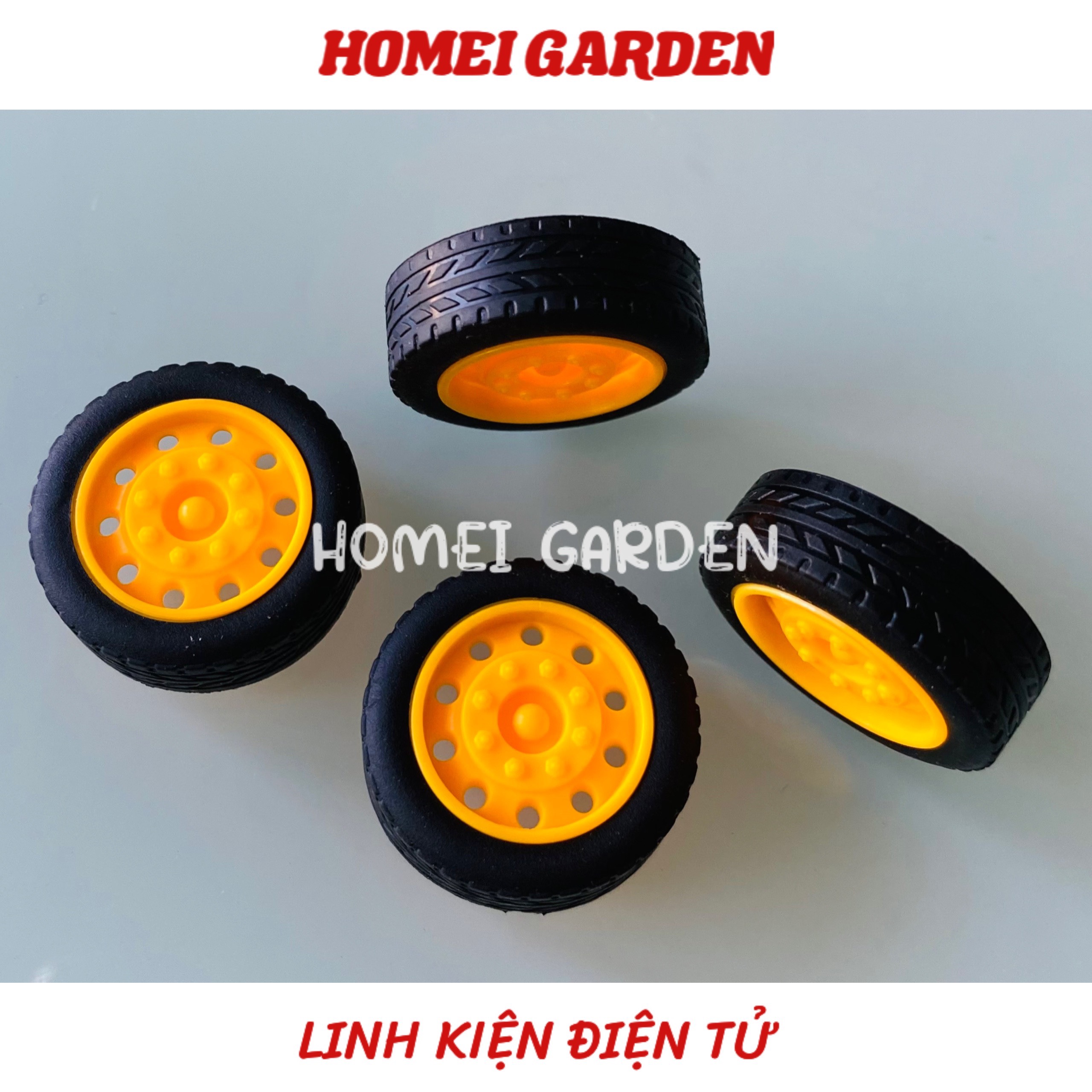 Bánh xe mini vỏ cao su 27mm trục 2mm làm xe mô hình DIY đồ chơi - HM0051