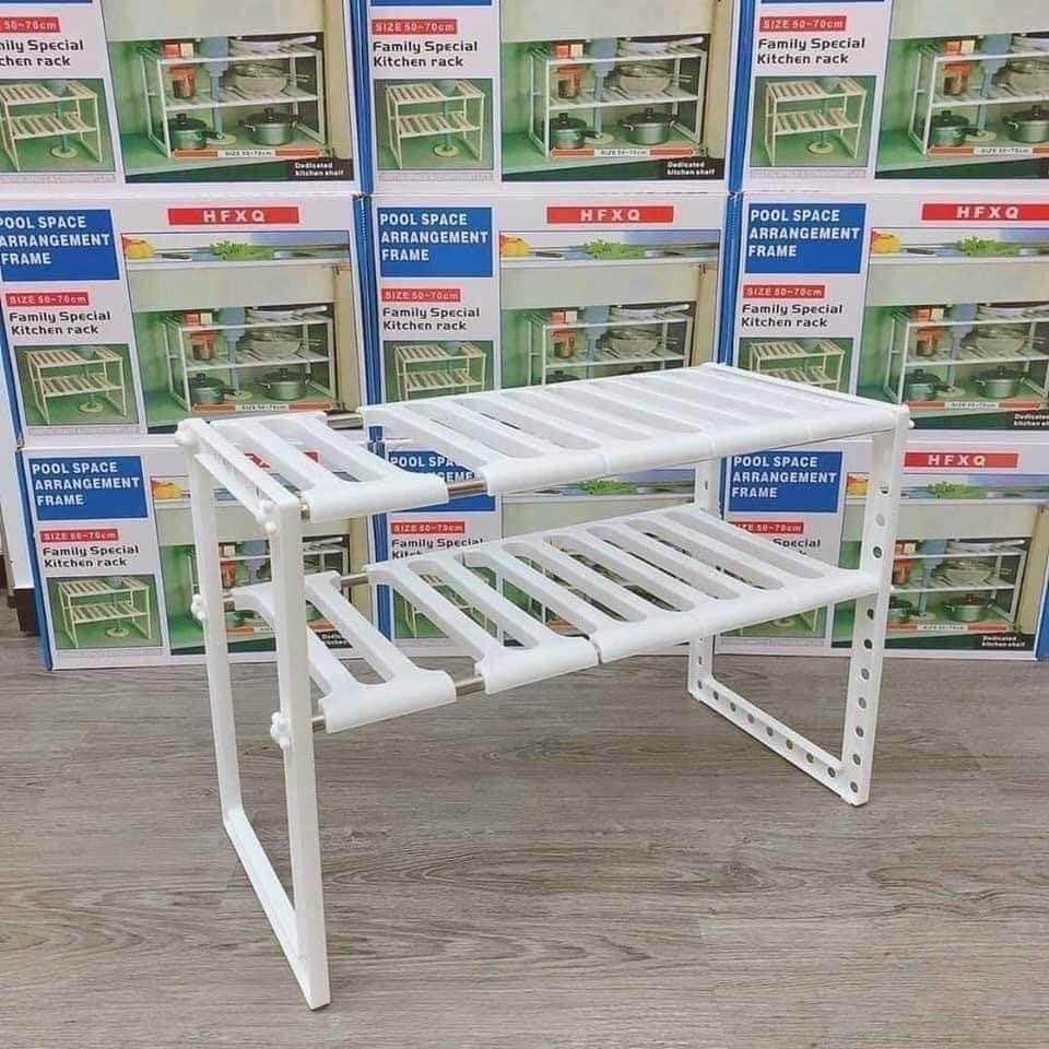 KỆ GẦM BẾP 2 TẦNG- ĐỂ CHÉN,ĐĨA, NỒI, XOONG, ...