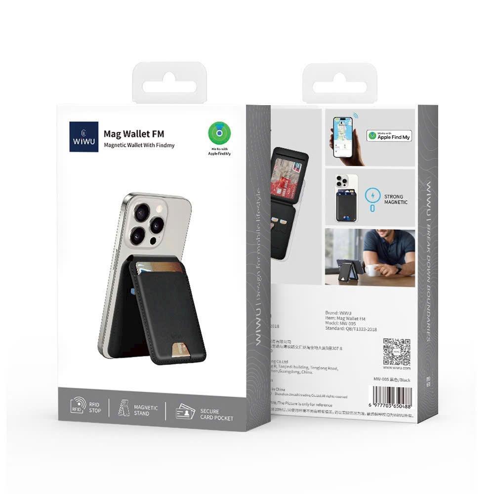 VÍ DA WiWU Mag Wallet FM ( gắn định vị) WM-005 - Kiêm Giá Đỡ, Nhỏ Gọn - Tiện Lợi Cao Cấp Chính Hãng