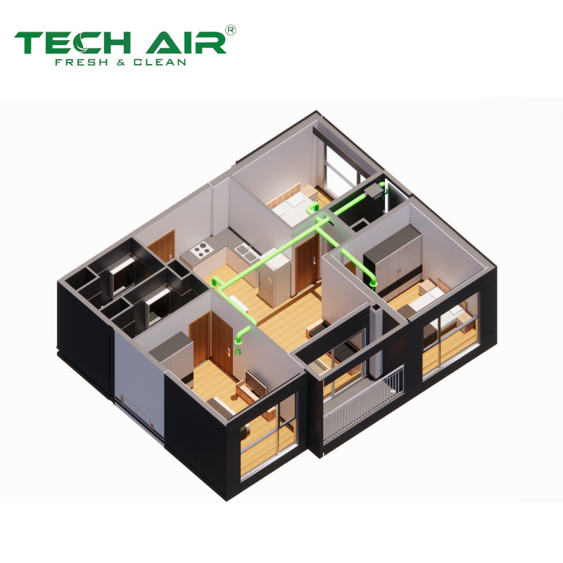 Máy cấp khí tươi Tech Air lưu lượng 350m3/h 4 cấp lọc PM2.5, Hepa công nghệ Nhật Bản - Hàng chính hãng