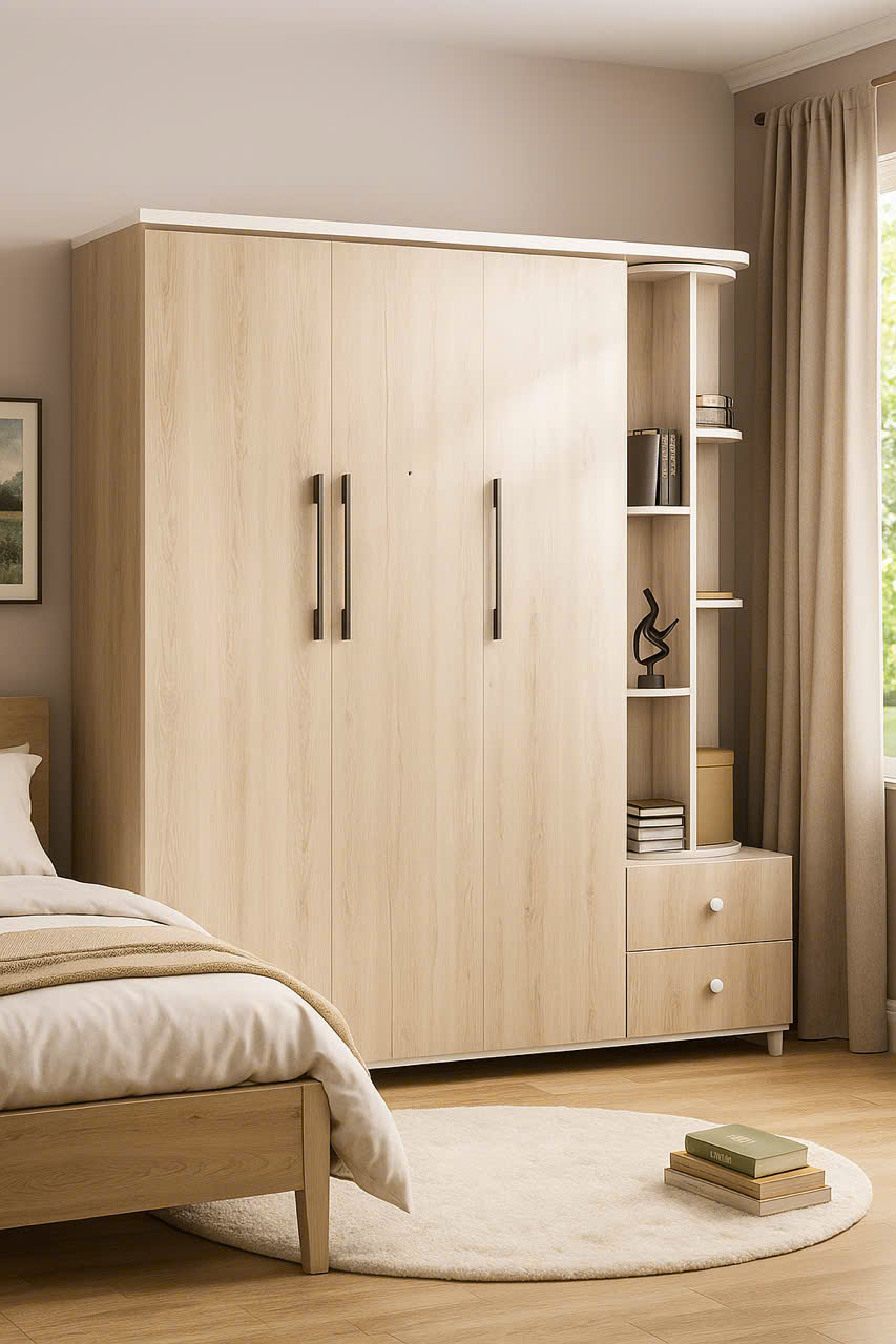 Tủ áo kèm kệ xoay ngang Tundo KT 1m6 x 1m8 x sâu 48 cm