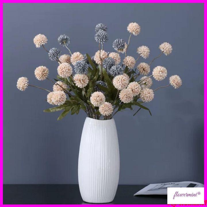 Hoa giả, cành hoa tiểu cúc vạn thọ 5 bông 65cm trang trí nhà cửa, quầy lễ tân, để bàn màu vintage Flowermini C-05