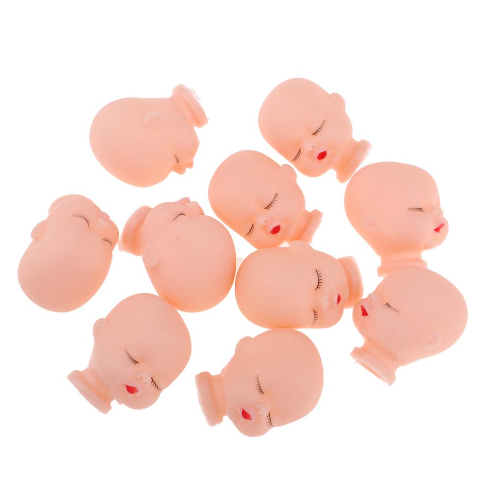 10pcs Lovely Sleeping Baby Head Mold For Mini Keychain Doll Making Accessory