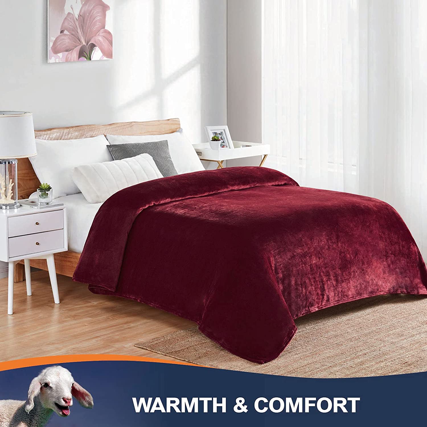 Mền lông cừu đỏ đô, nâu cao cấp A - 1m6x2m