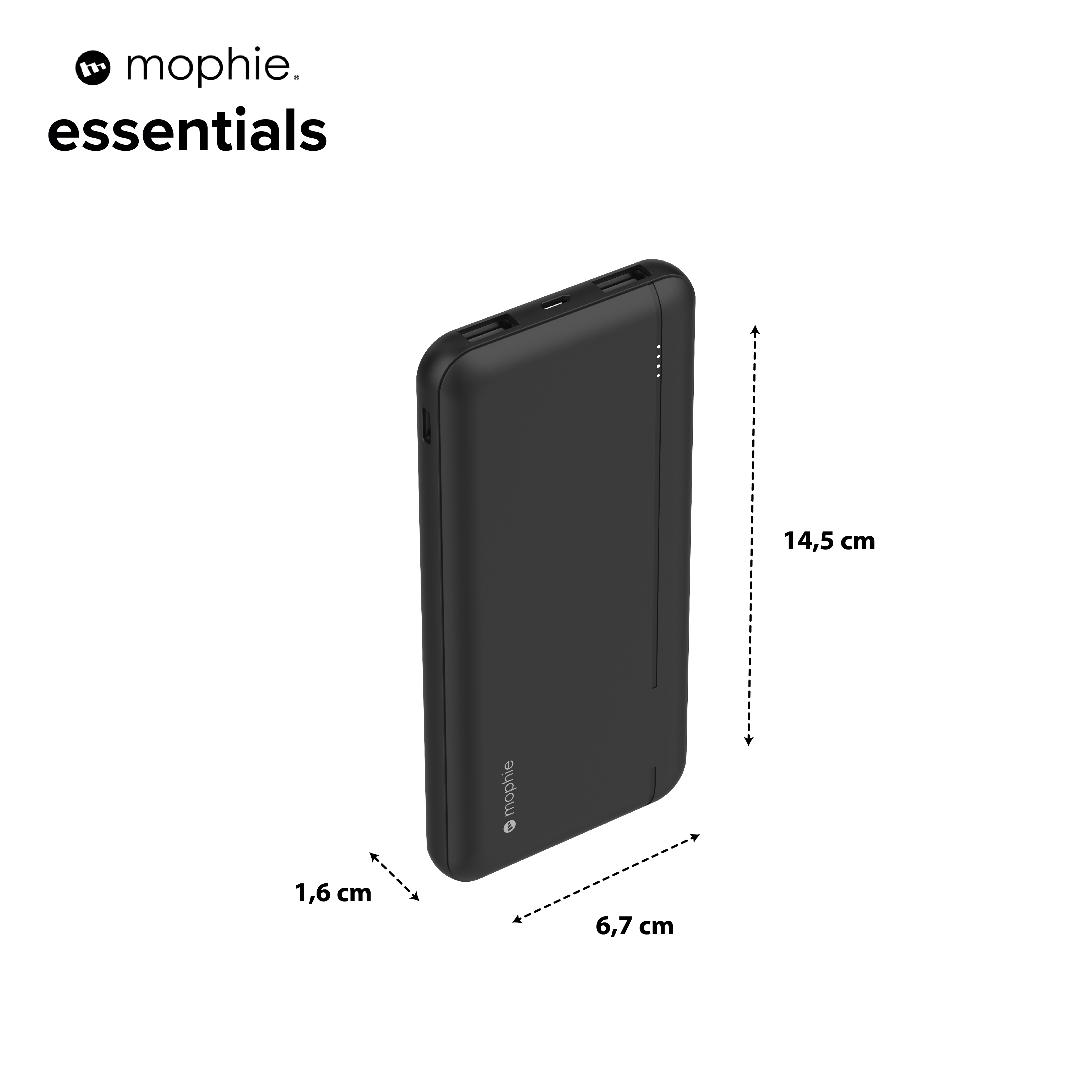 Sạc dự phòng Mophie Essentials 10.000mAh/3.7V PD20W 2 USB-A 1 USB-C, bảo hành 12 tháng - Hàng chính hãng