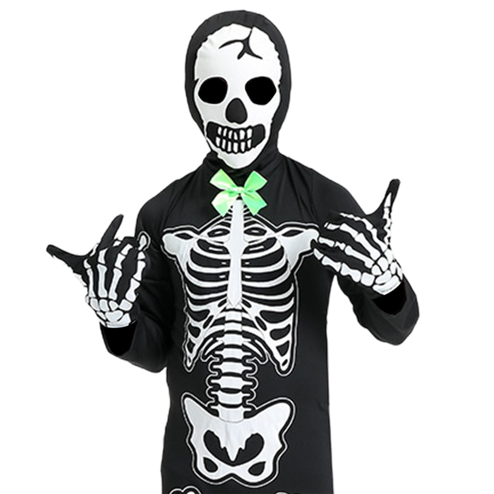 Kids Halloween Skeleton Costume Halloween Clothes Cosplay with Gloves Hat Glow in The Dark Scary Decor Clothing Outfit for Party Fancy Dress