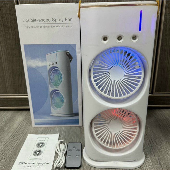 Quạt điều hòa tích điện phun sương để bàn 2 tầng xoay tự động 360 độ dung lượng pin 4500MAH sài liên tục 6h đến 8h
