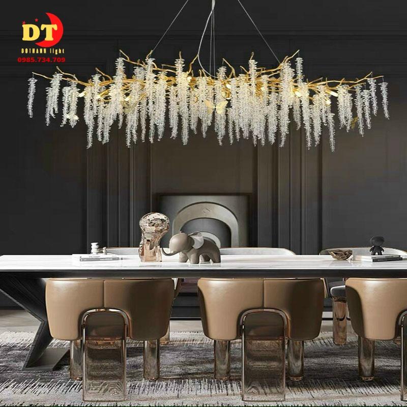 Đèn thả bàn ăn hình lá liễu dạng dài DQM