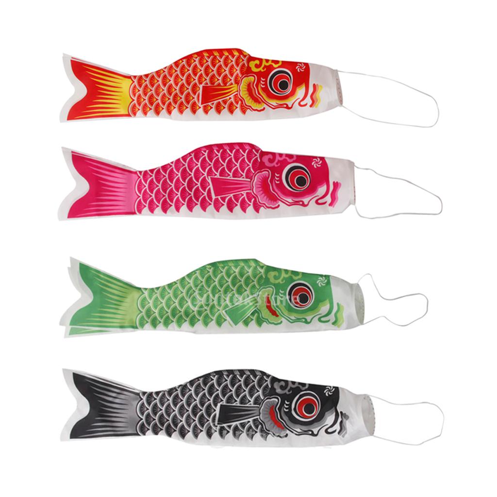 4pcs 16" Koi Nobori Carp Wind Sock Koinobori Fish Kite Flag Hanging Decor