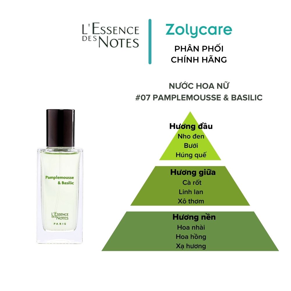 Nước Hoa Pháp Nữ L'Essence des Notes EDN Pamplemousse &amp; Basilic 30ml/50ml