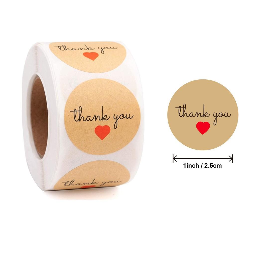 Nhãn Dán Sticker Thank You Nhiều Mẫu (Cuộn 500 Nhãn)