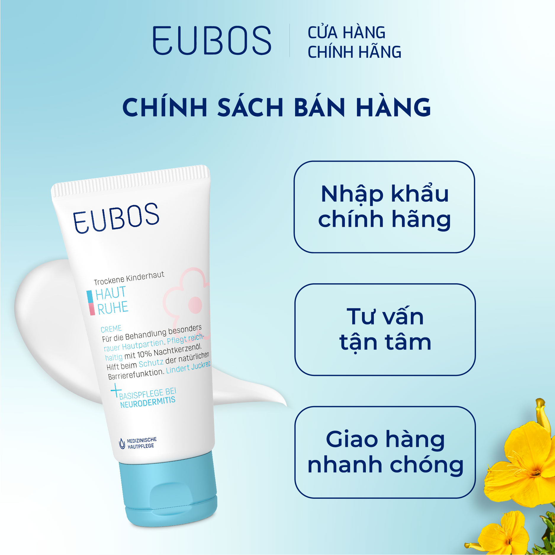 [DATE 04/2024] COMBO Kem chàm sữa da mặt trẻ em EUBOS HAUT RUHE FACE CREAM 30ml &amp; Kem dưỡng da trẻ em ngừa chàm sữa EUBOS HAUT RUHE CREAM 50ml