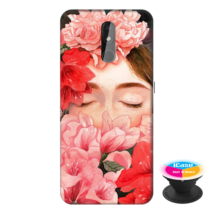 Ốp lưng điện thoại Nokia 3.2 hình Cô Gái Hoa Hồng tặng kèm giá đỡ điện thoại iCase xinh xắn - Hàng chính hãng