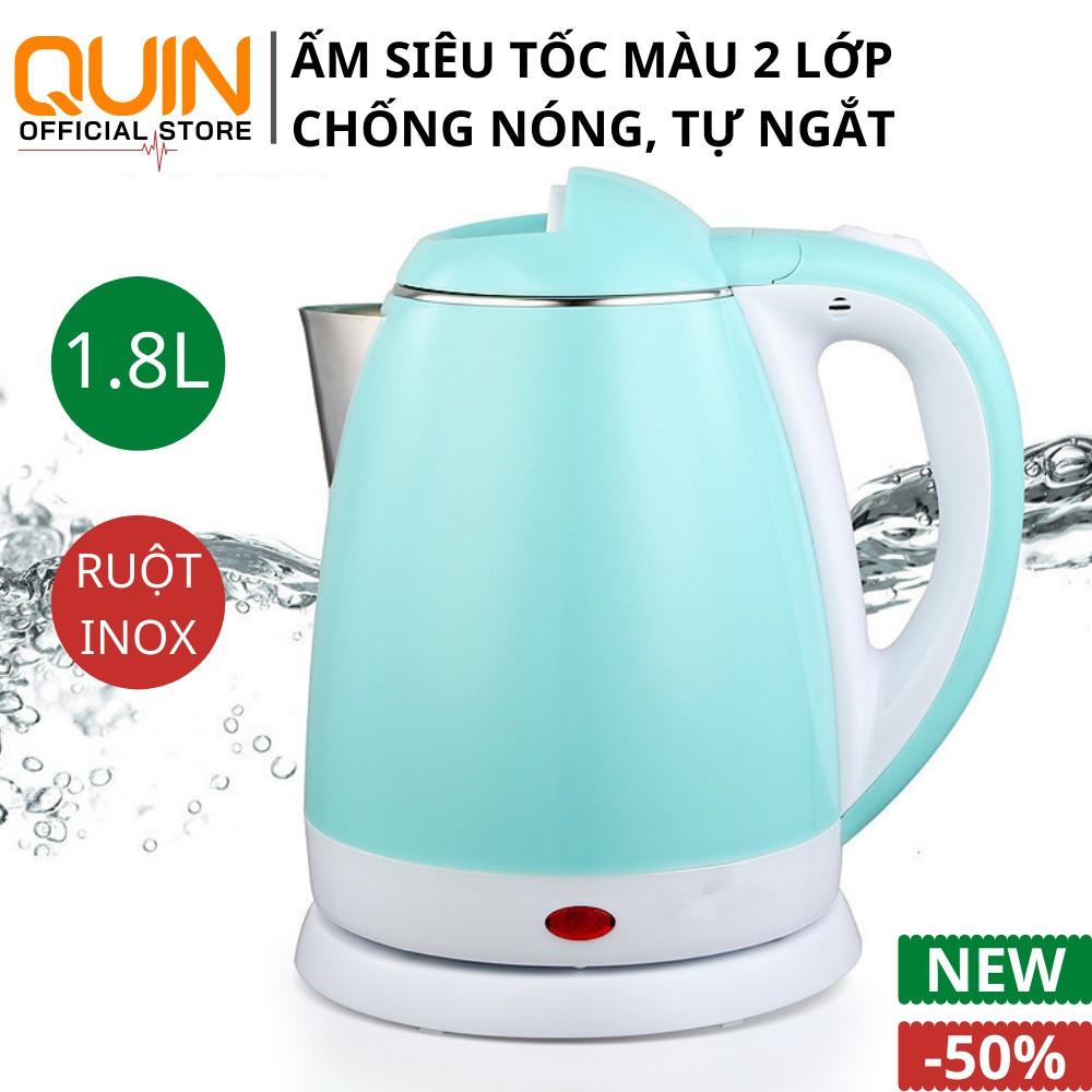 Ấm Điện Siêu Tốc Màu 2 Lớp Cách Nhiệt Chống Nóng 1,8L