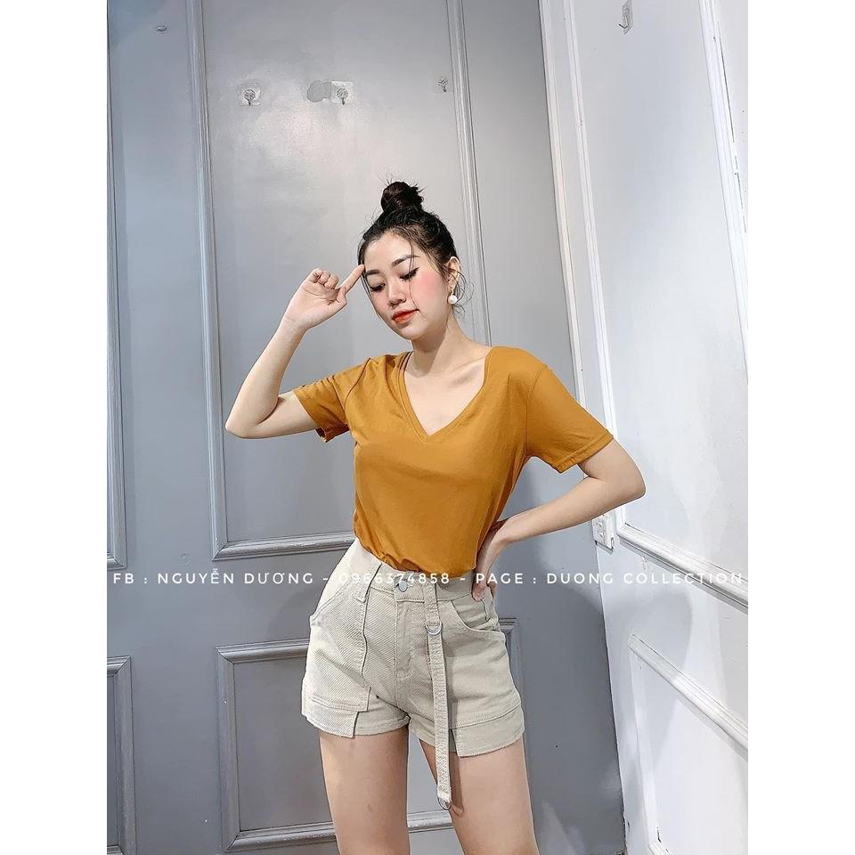 Áo phông cổ tim GÂN SAU siêu đẹp