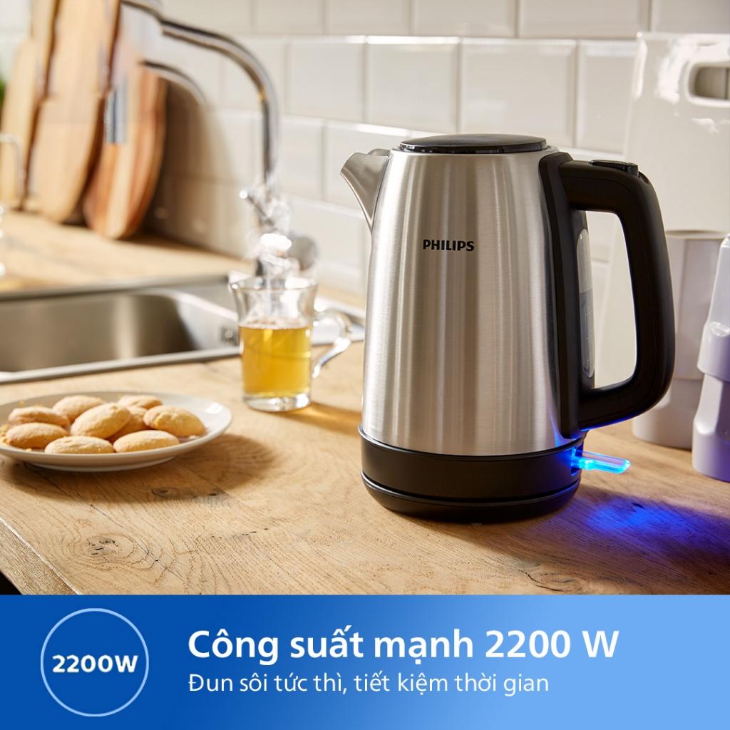 Ấm Đun Siêu Tốc Philips HD9350/90, 2200w - 1.7Lit, Mâm Nhiệt Strix Siêu Bền, Hàng Chính Hãng