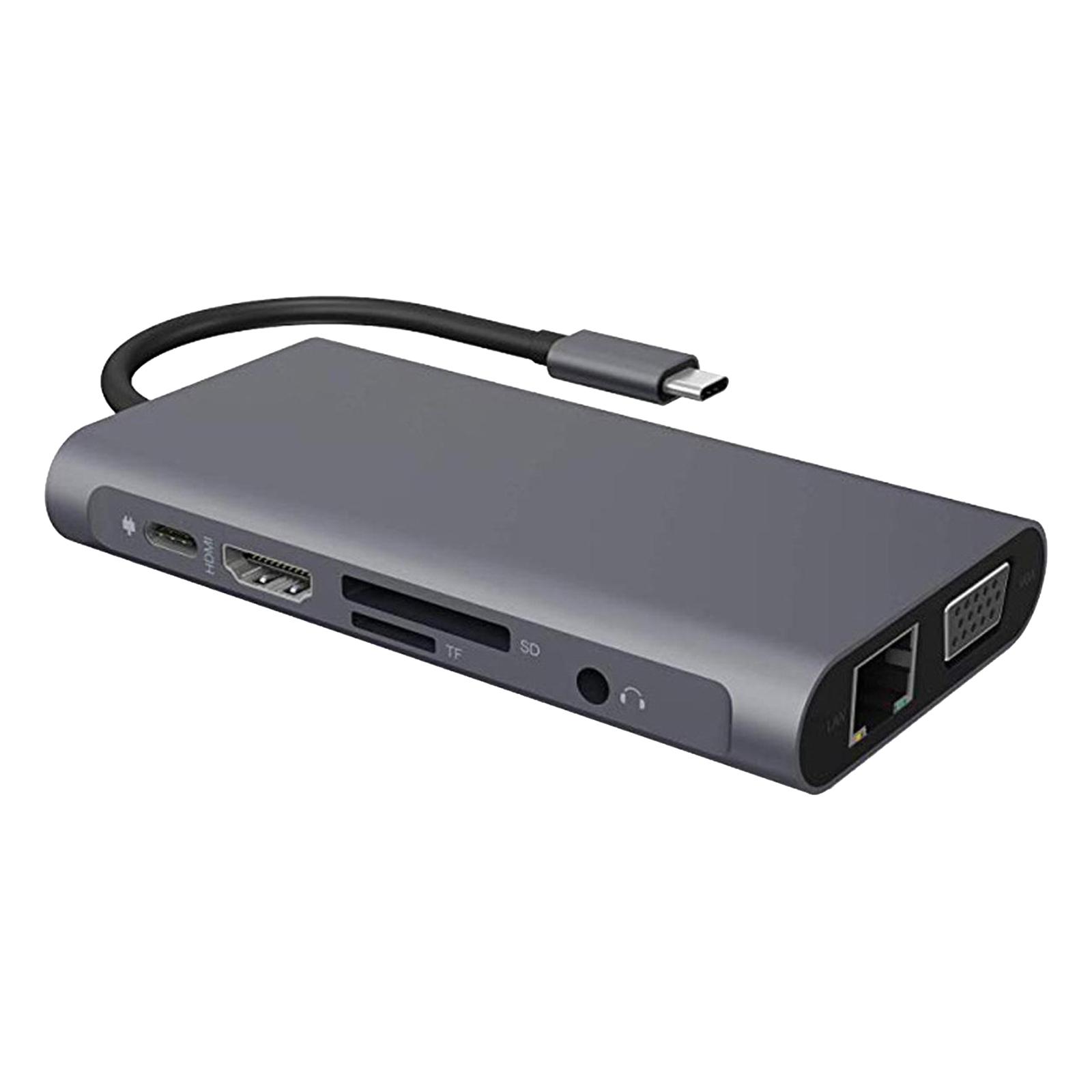 New USB Type C Hub Dock USB 3.0 HDMI RJ45 Adapter Cable PD Charge Splitter