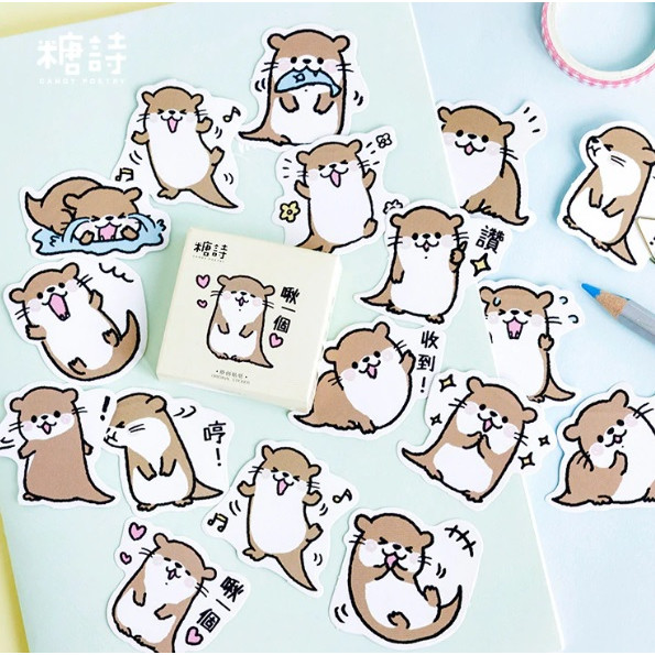 Hộp 45 Miếng Dán Sticker Trang Trí Chú Rái Cá