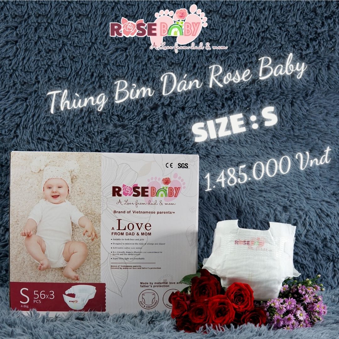 Thùng Bỉm Dán Rose Baby Size S56