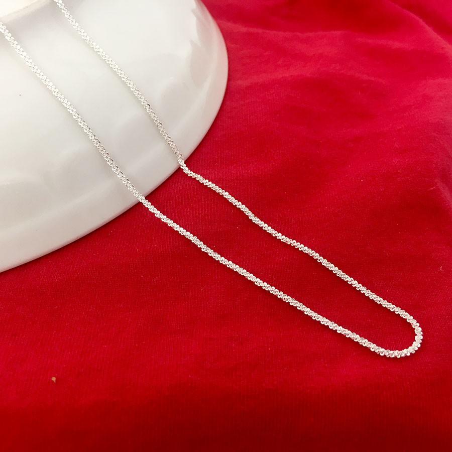 Vòng đeo cổ nữ kiểu dây lụa tròn độ dài 45cm chất liệu bạc thật không xi mạ trang sức Bạc Quang Thản