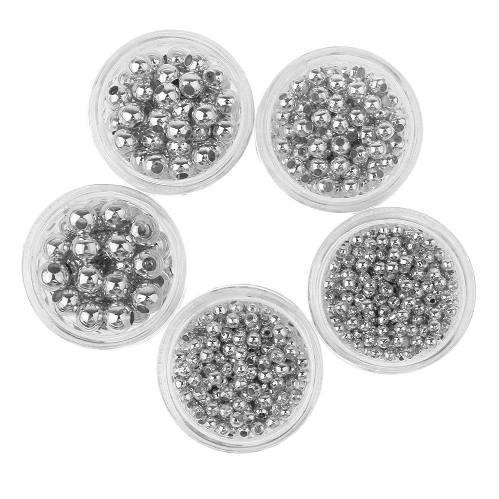 5 Bottles Stainless Steel Loose Spacer Bead DIY Assorted 2mm-5mm  LOT