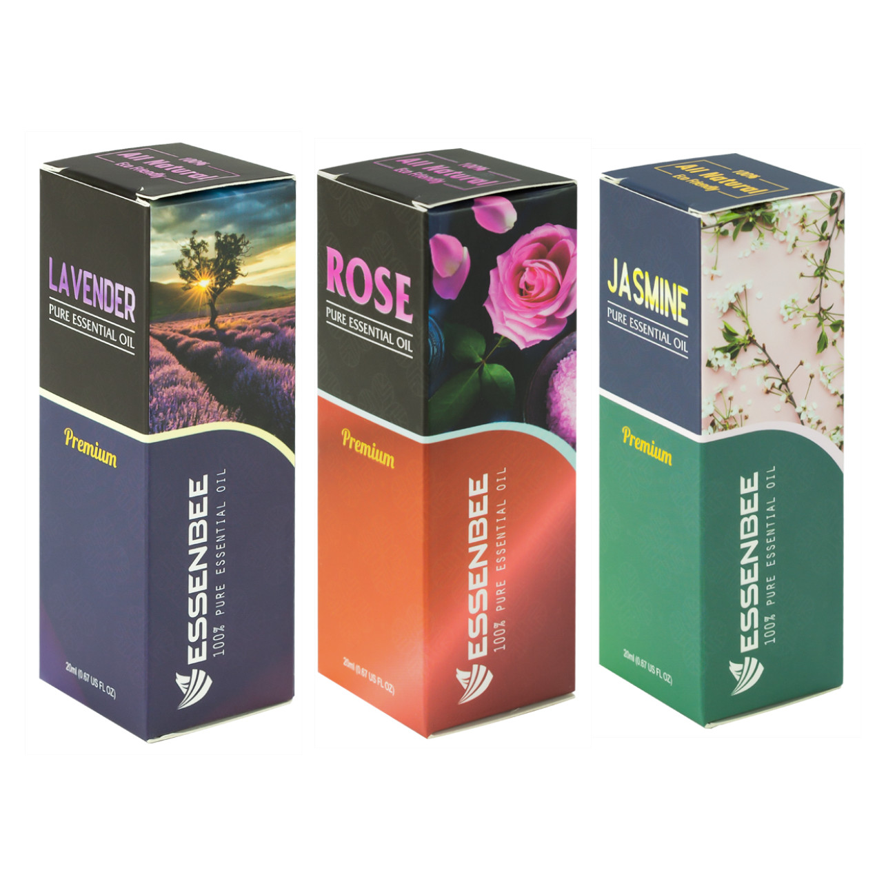 Combo 3 loại Tinh dầu: Hoa Lavender, Hoa Lài và Hoa Hồng - Essenbee