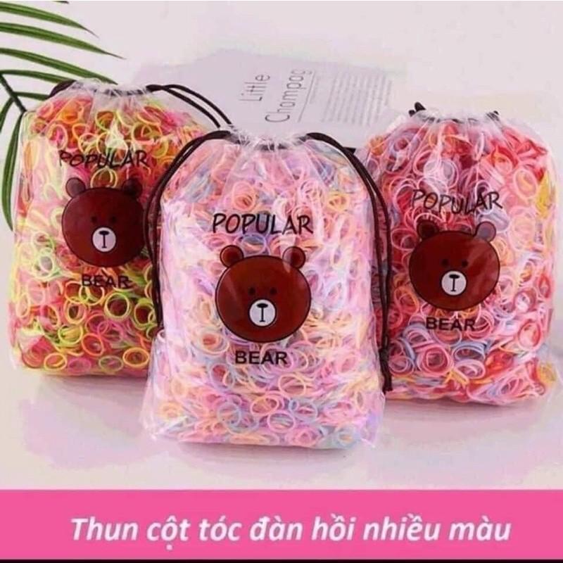 Dây Chun Buộc Tóc Cho Bé Tặng Kèm Túi Gấu Siêu Xinh (Set 4000 Sợi) Shop Kho Tổng VP88