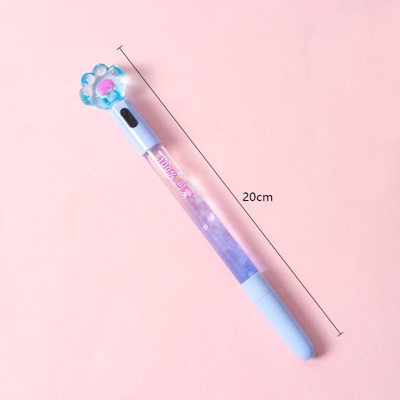 Bút Gel Cát Lún Có Đèn Nhấp Nháy Nhiều Màu Ngòi 0.5mm - Viết Mẫu Hình Chân Mèo Kute Dễ Thương