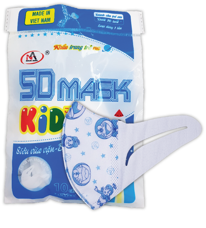 Khẩu trang y tế trẻ em quai vải Famapro 5D Mask Kid - Bé Dưới 10 Tuổi