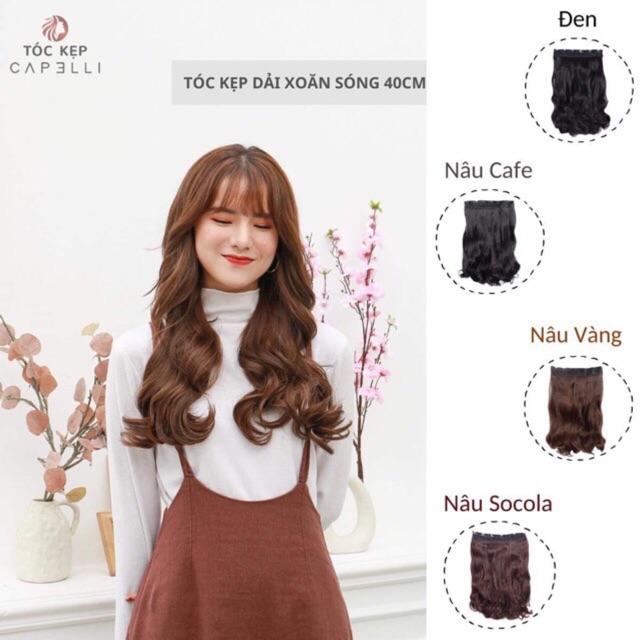 Tóc giả kẹp nữa đầu kẹp phím kẹp phím nữa đầu dợn sóng lững- hình thật