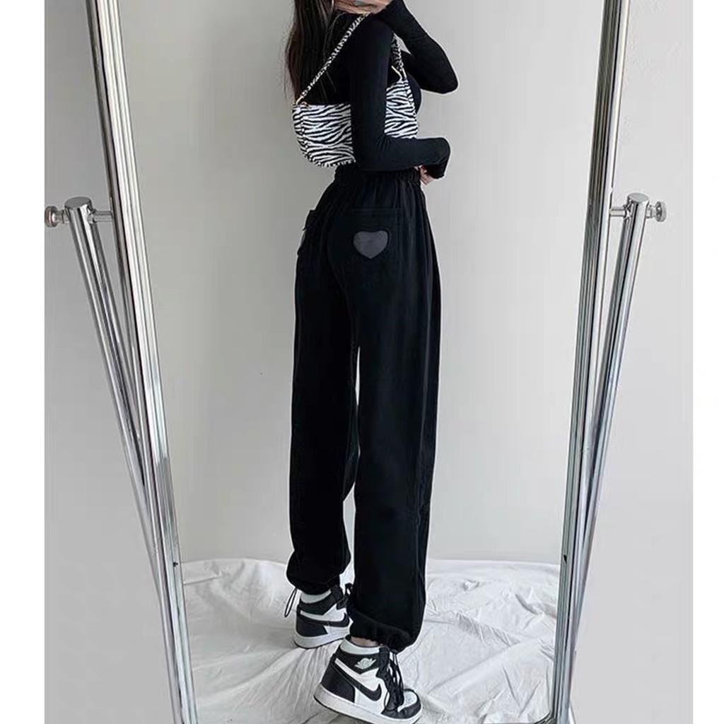 Quần Tim Jogger Ống Chun Form Rộng Unisex Quần Dài 90cm Chất Vải Umi Dày Mịn Mặc Hack Chân