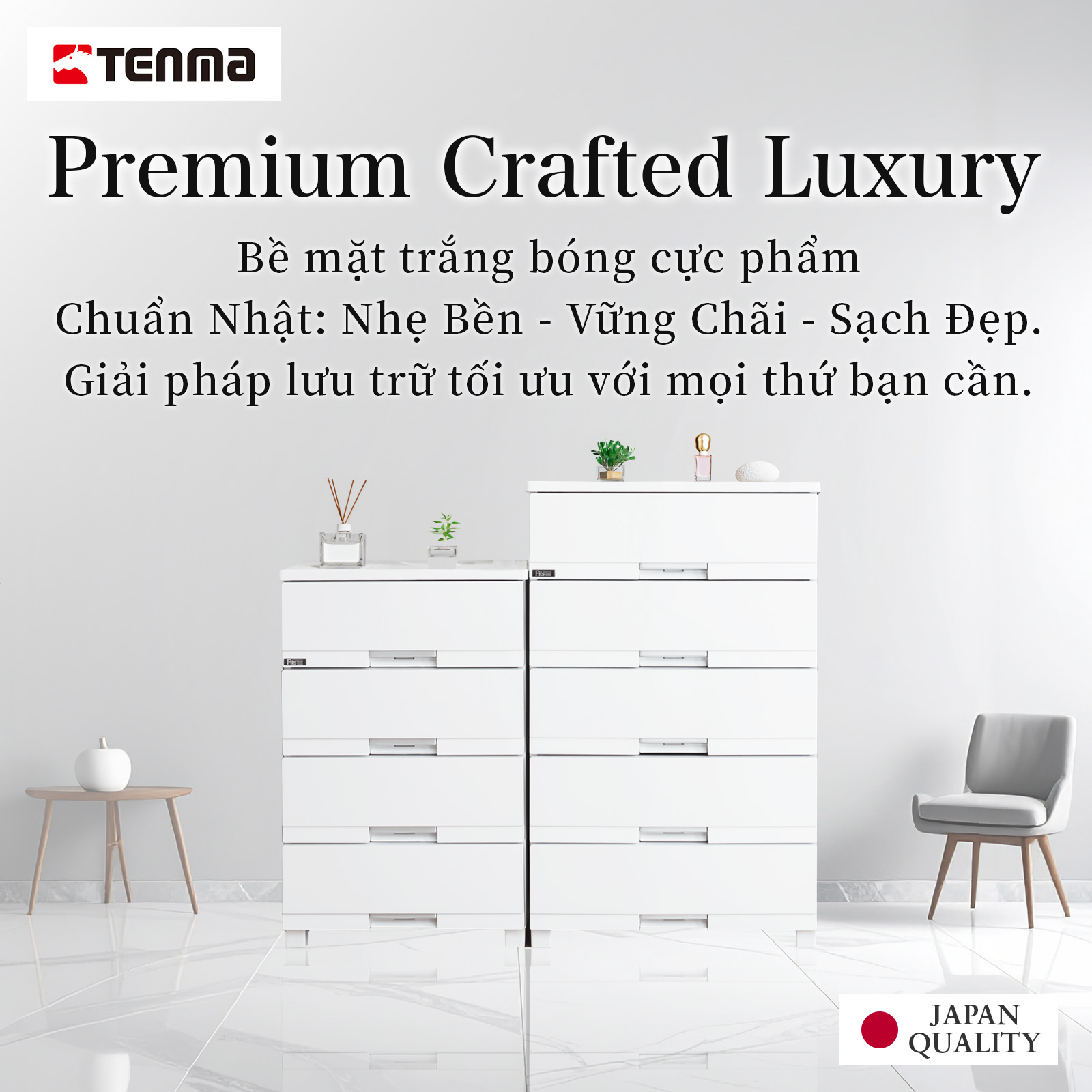 TENMA Tủ Quần Áo Fits Plus Premium JAPAN QUALITY 4~5 Tầng, Lắp Được Bánh Xe, Chống Bám Bụi