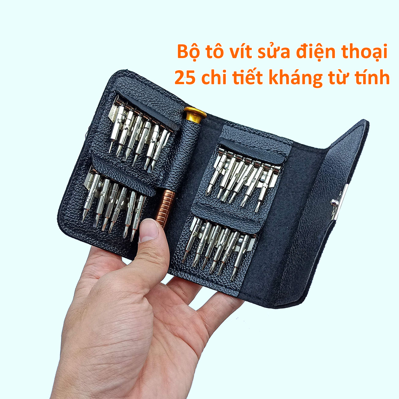 Bộ tô vít ví da 25 đầu kháng từ sửa điện thoại