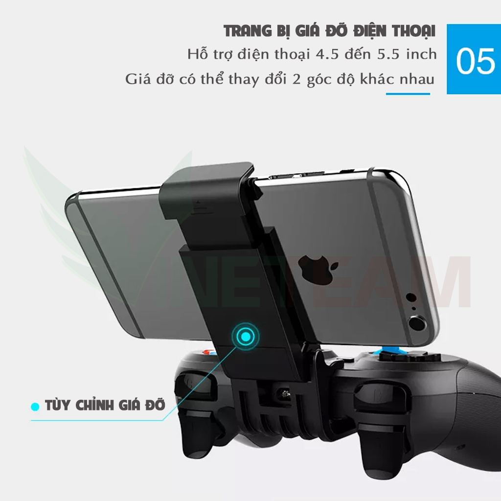 Tay Cầm Chơi Game IPEGA PG-9157 Bluetooth 5.0 Bộ Điều Khiển Gamepad Không Dây Có Joystick Kèm Giá Đỡ Điện Thoại Dành Cho Android IOS PC TiVi Box - Hàng Chính Hãng