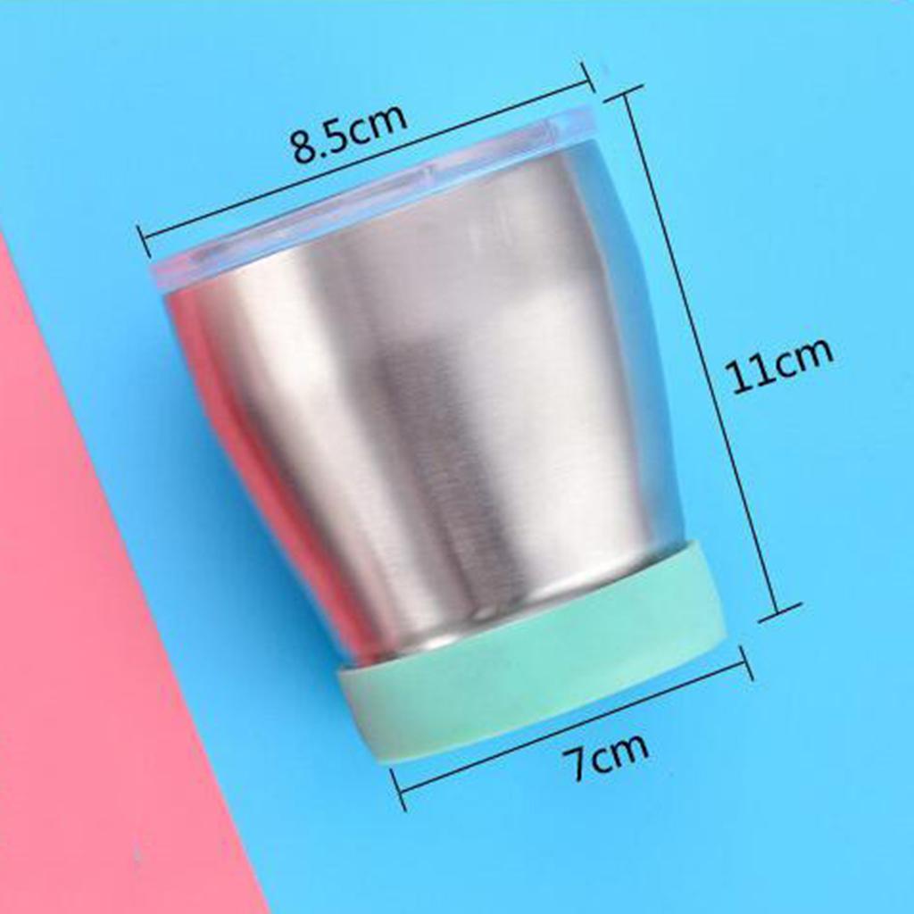 2Pcs Stainless Steel Water Coffee Tea Cup Juice Mug Bar Kitchen Pink Green