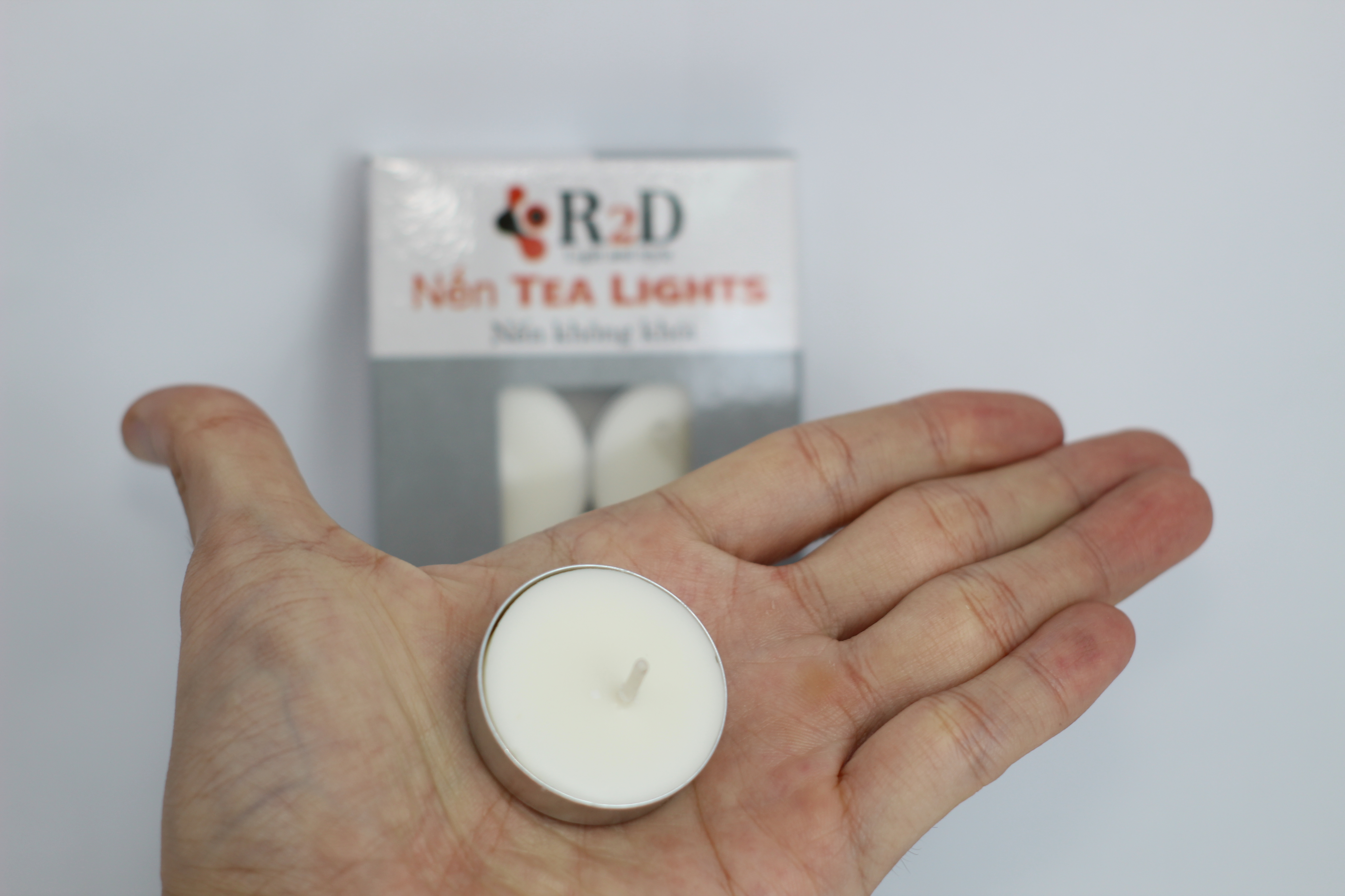 Nến không khói màu trắng tealight 10 viên dùng cho lò xông tinh dầu chính hãng R2D