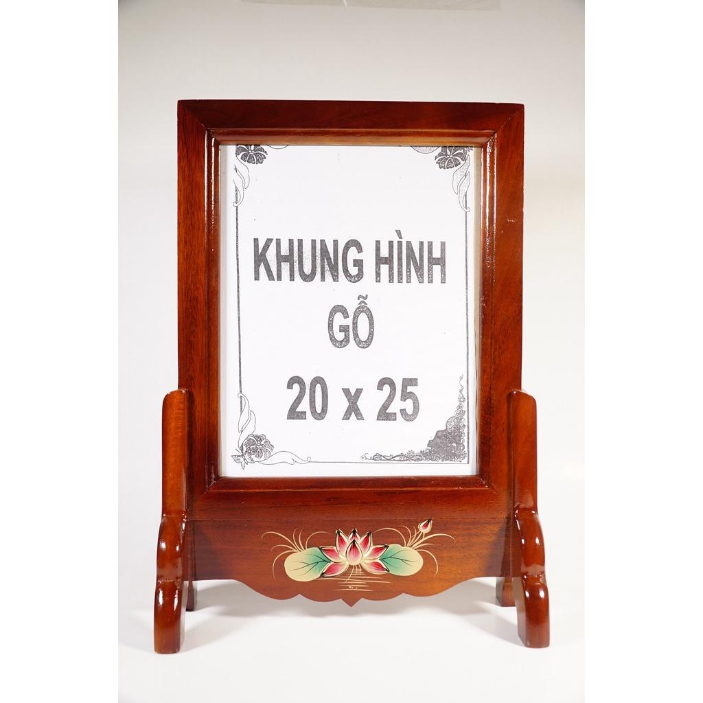 Khung hình thờ cúng đơn gỗ vẽ sen nổi thủ công mặt kính cao cấp - Nhiều cỡ