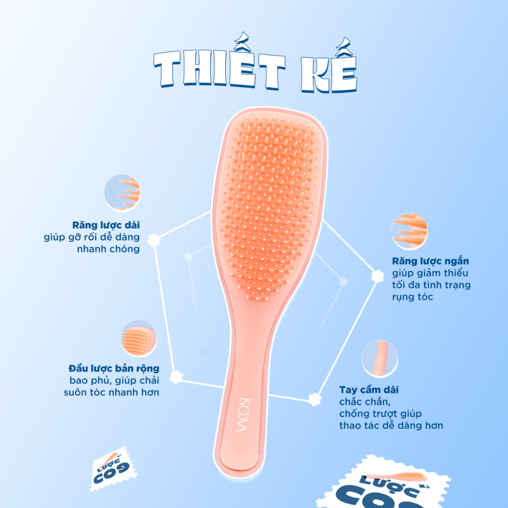 Lược chải tóc ướt VACOSI DETANGLING BRUSH - C09