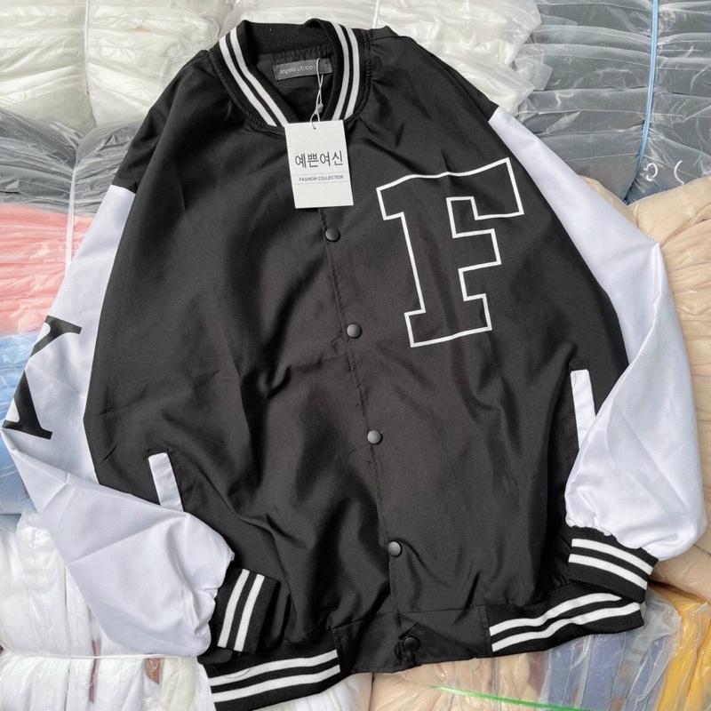 Áo Khoác Dù BomBer Unisex In Chữ F Courage Nút Bấm Oversize Dưới 70kg