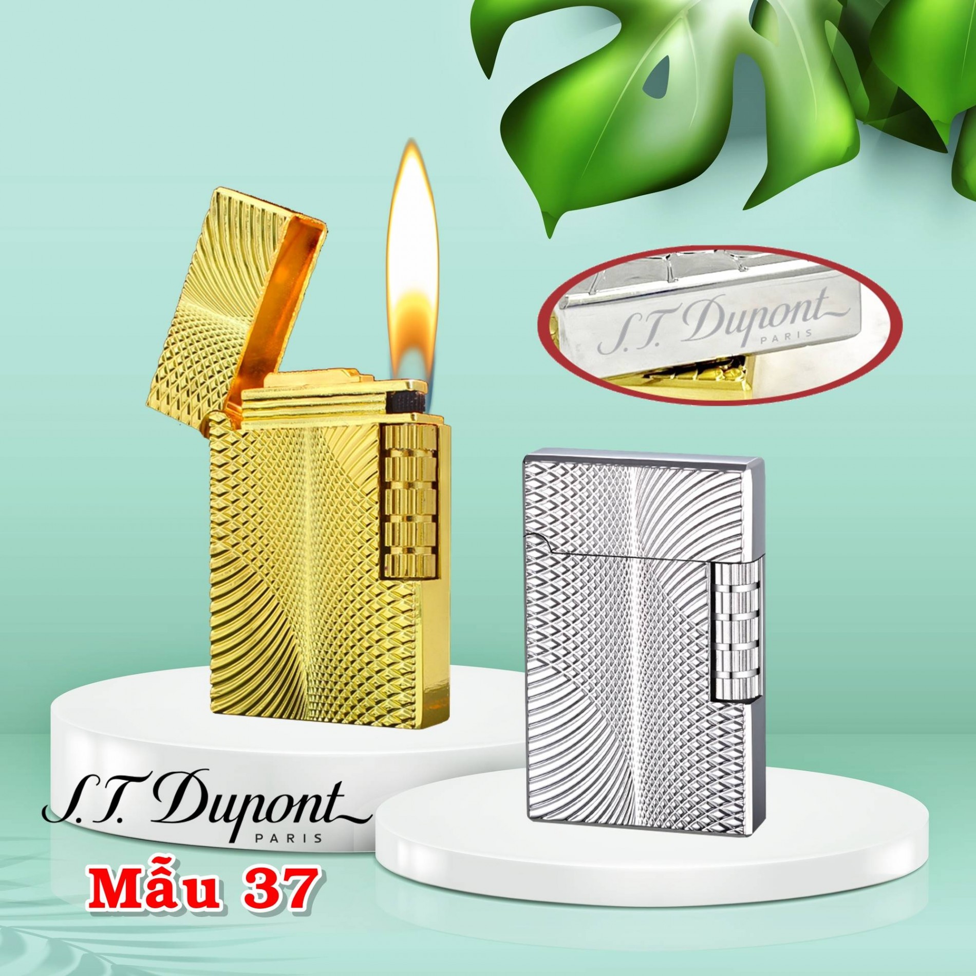 Hột quẹt bật lửa Dupont vân kim cương 3D M37 (S.T. DUPONT) - xài gas