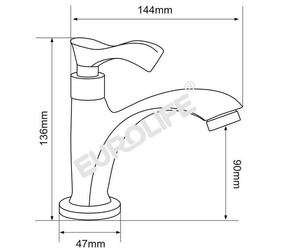 Vòi lavabo lạnh Eurolife EL-115 (Trắng bạc)