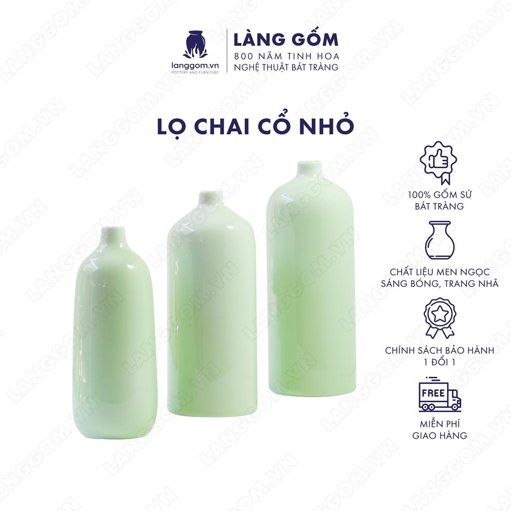 Bình hoa, lọ hoa Gốm sứ Bát Tràng cao cấp Men ngọc chai cổ nhỏ dùng làm quà tặng, trang trí - Làng Gốm Bát Tràng