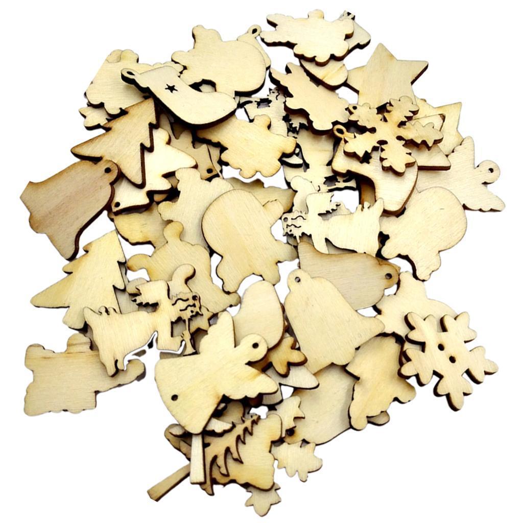 Unfinished Natural Star Christmas Shapes Wood Pieces DIY Craft for Scrapbook