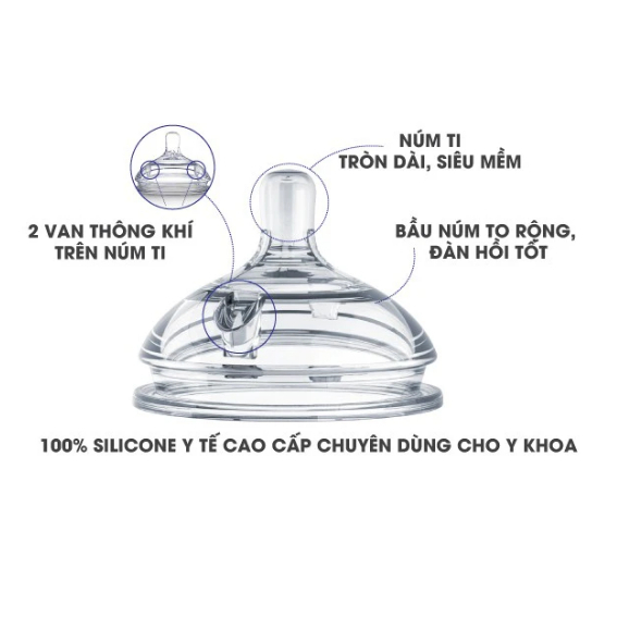 Ty thay bình sữa silicone Comotomo số 1-2-3-Y cut chính hãng