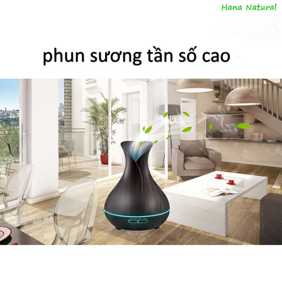 Máy xông tinh dầu cao cấp Tulip 500ml Có Remote. Tặng kèm lọ tinh dầu thiên nhiên nhập khẩu 10ml  - Tặng kèm 10 móc dán trong suốt chịu lực. Giúp khuếch tán, tỏa hương tinh dầu, tạo độ ẩm, xông phòng - Tuylip Vàng