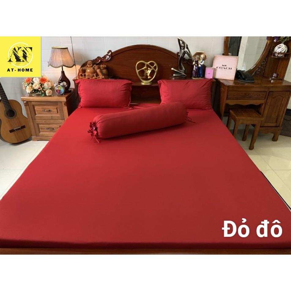 Bộ 4 Món Ga Gối Thun Mát Mềm Thun Lạnh Cao Cấp LAN PHAM BEDDING - Màu Đỏ Đô