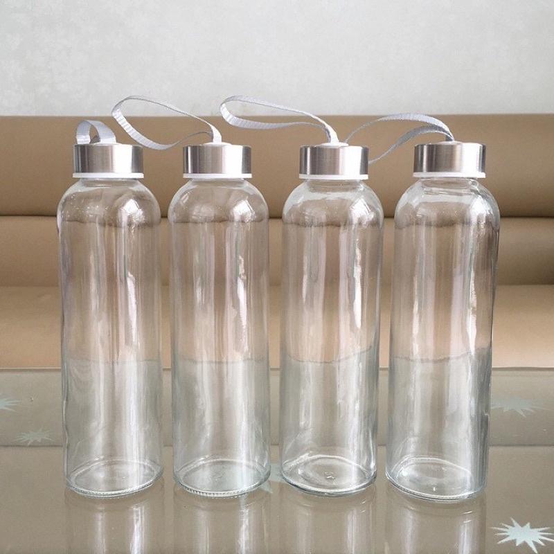 Bình đựng nước thủy tinh 500ml có dây xách tiện dụng