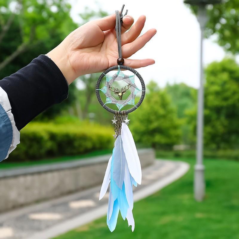 Dây Treo Trang Trí Gương Chiếu Hậu Oto Dreamcatcher Lông Vũ Handmade Sang Trọng
