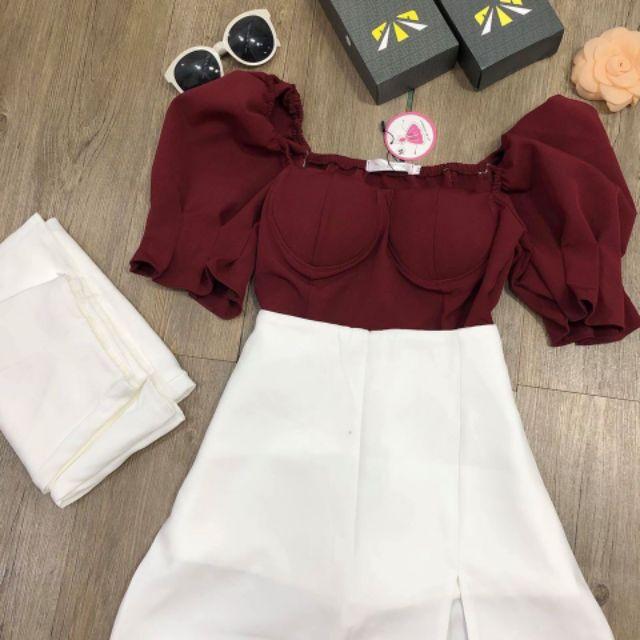 SET ÁO CÚP NGỰC + CHÂN VÁY XẺ TÀ